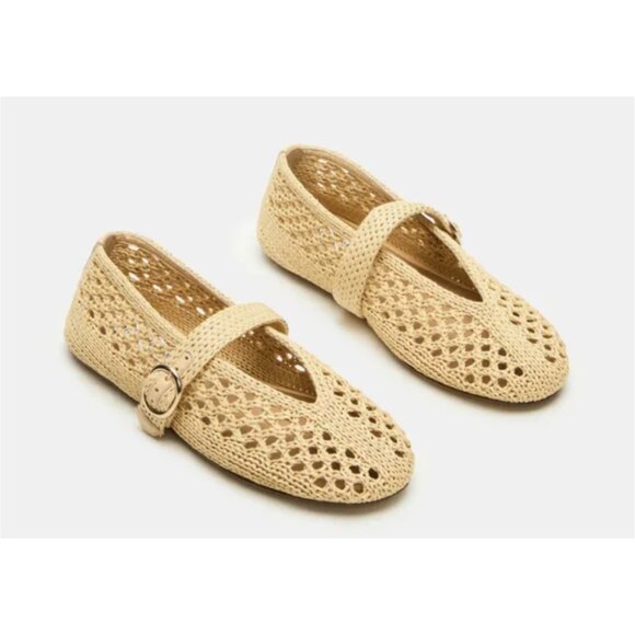 🎉 NEW LISTING EUC Steve Madden Alara Beige Woven Ballet Flats, Size 9.5 - Picture 1 of 13